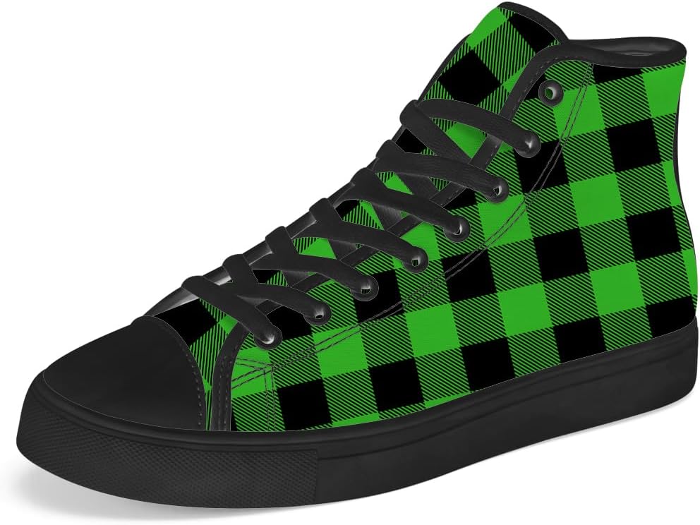 

Кеды на высокой подошве chebing из холщовой ткани для мужчин и женщин, высокие кроссовки в клетку «буффало», с шнуровкой, повседневная обувь, подарок для папы и мамы, зеленый