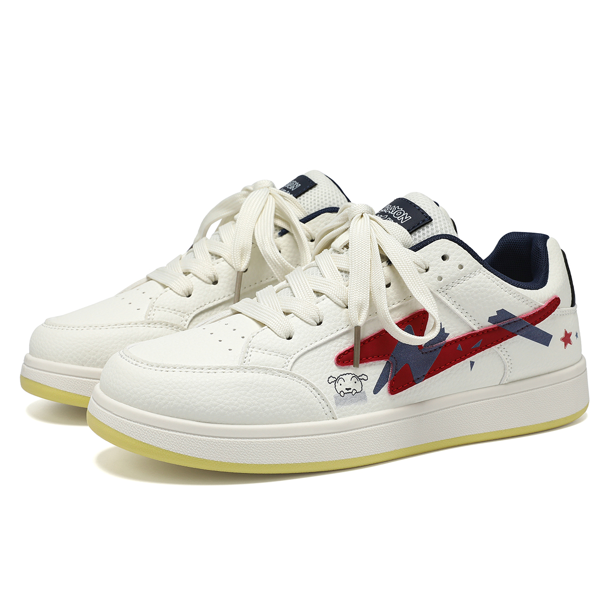 

Абразивостойкие сбалансированные легкие дышащие с поддержкой низкие кроссовки для скейтбординга unisex Crayon Shinchan, экрю