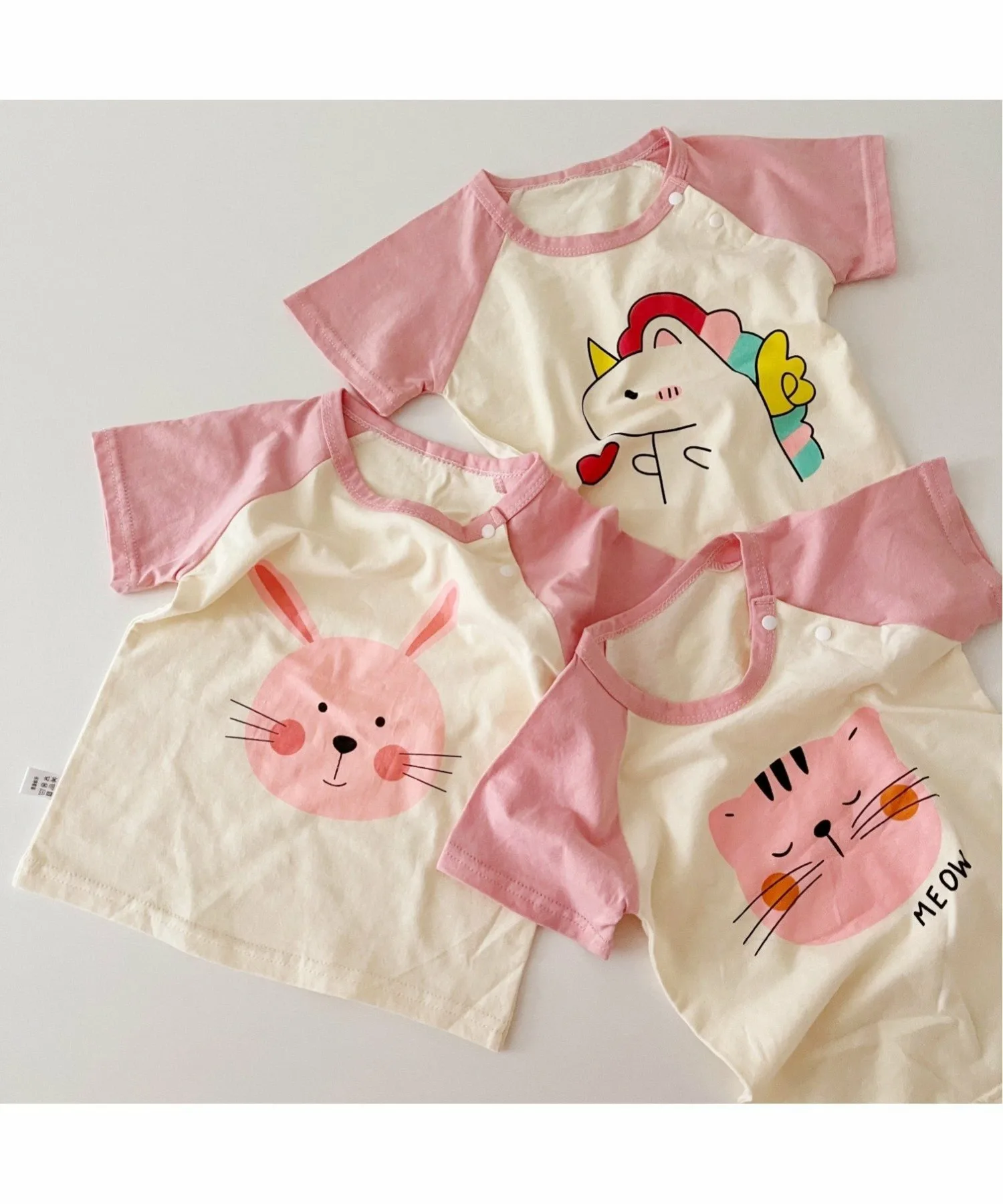 Милая футболка с коротким рукавом и принтом животного. Aimoha Kids, pink — фото 3