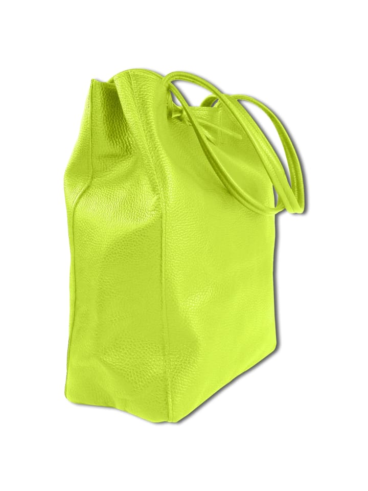 

Наплечная сумка Toscanto Shopper, Schultertasche Leder gelbgrün ca. 28cm