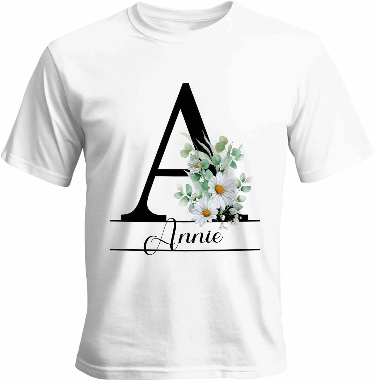 

Футболка с именем или текстом Daisy A, Unisex, Cotton, Round Neck Vaxbryntel