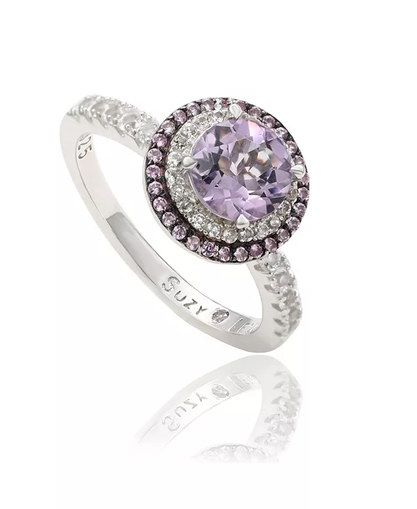 

Кольцо Suzy Levian из стерлингового серебра с круглым топазом и сапфиром в форме двойного ореола Suzy Levian New York, purple