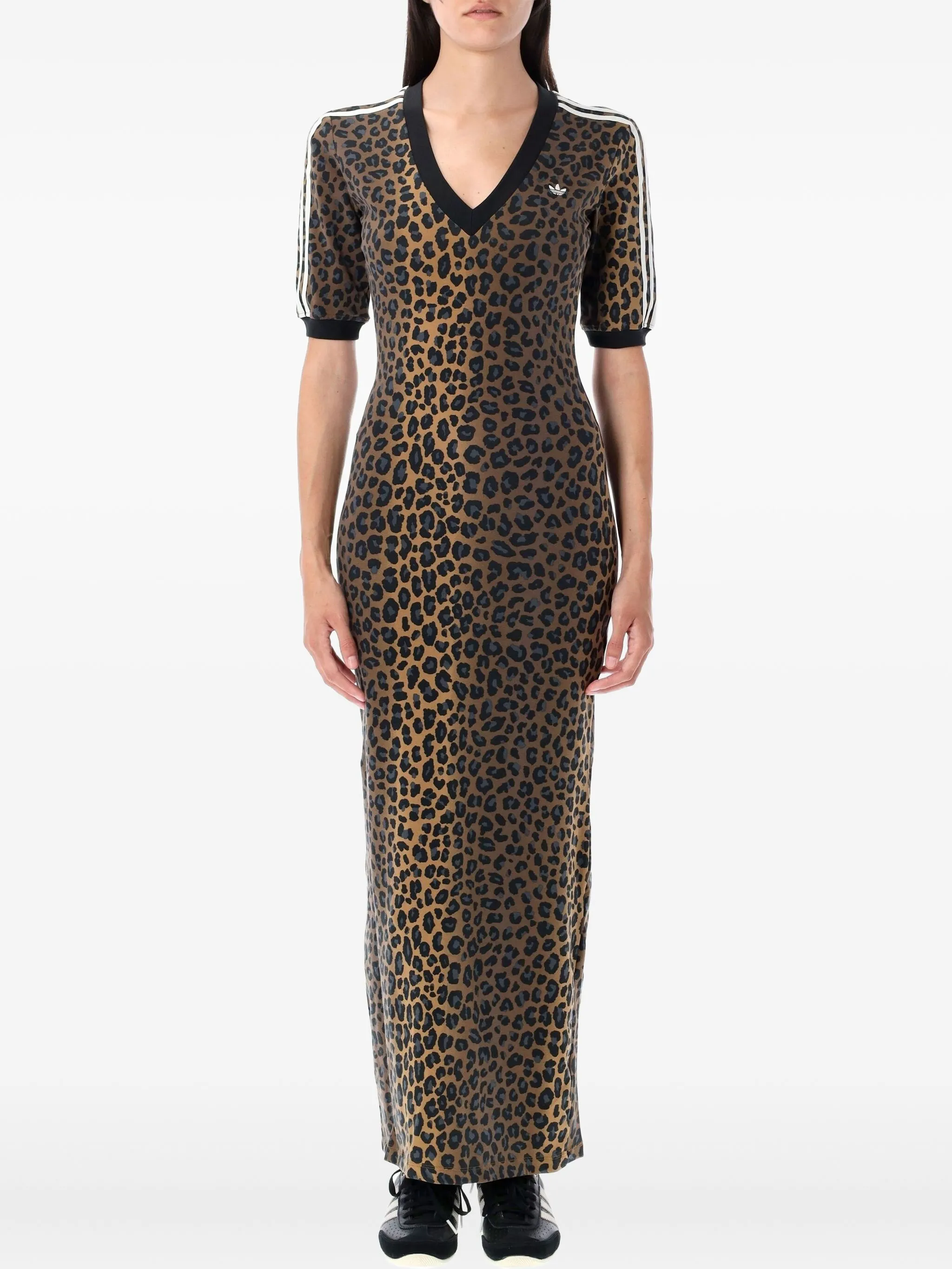 

Платье макси с V-образным вырезом и леопардовым принтом Adidas, коричневый