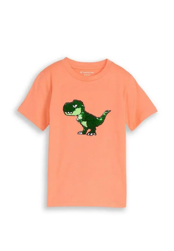Футболка Tom Tailor T-Shirt mit wendepailletten print t-shirt, ярко-коралловый