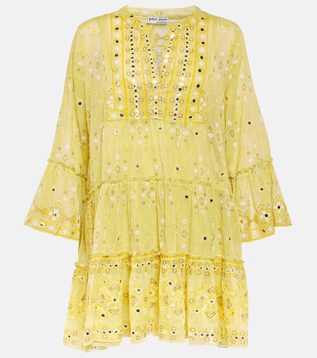 

Хлопковое мини-платье broderie anglaise Juliet Dunn, желтый
