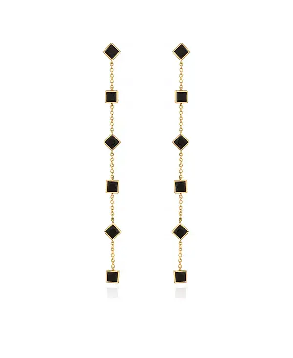 

Серьги геометрической формы с линейным покрытием из 18-каратного золота Ettika, black