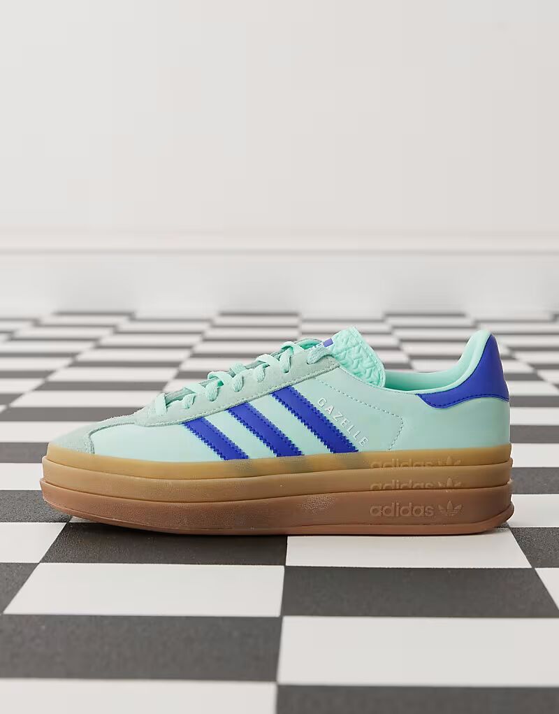 Кроссовки на платформе Adidas Originals Gazelle Bold мятно-синего цвета — фото 2