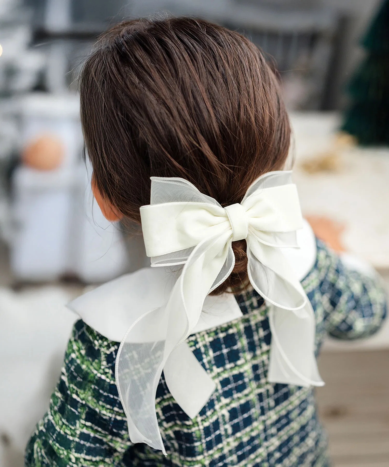 Резинка для волос Grace Ribbon из органзы и велюра, Rora, 14.5×22 см, слоновая кость