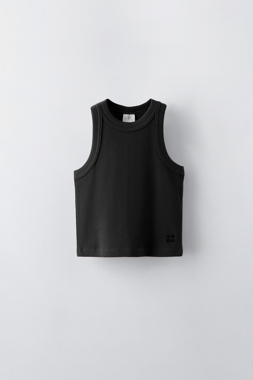 

Топ-борцовка в ребристую стиле ZARA, черный