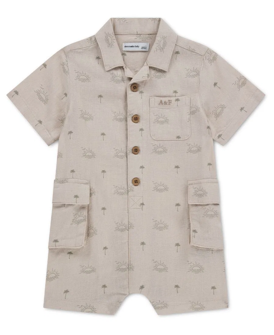 Детский комбинезон-карго с коротким рукавом для мальчиков Abercrombie Kids, коричневый