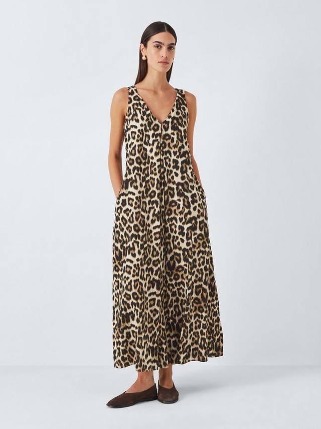 

Макси-платье-батист из льняной смеси John Lewis, цвет Leopard