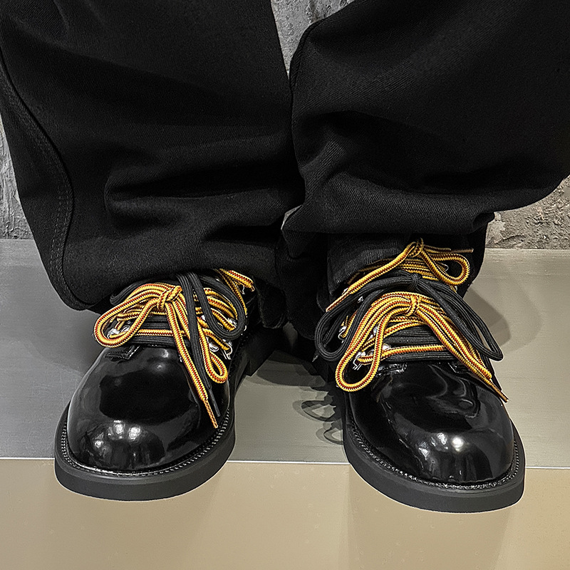 WEISHIBANGWEI Повседневные кожаные туфли мужские черные с потайным клином, цвет Black Hidden Wedge — фото 3