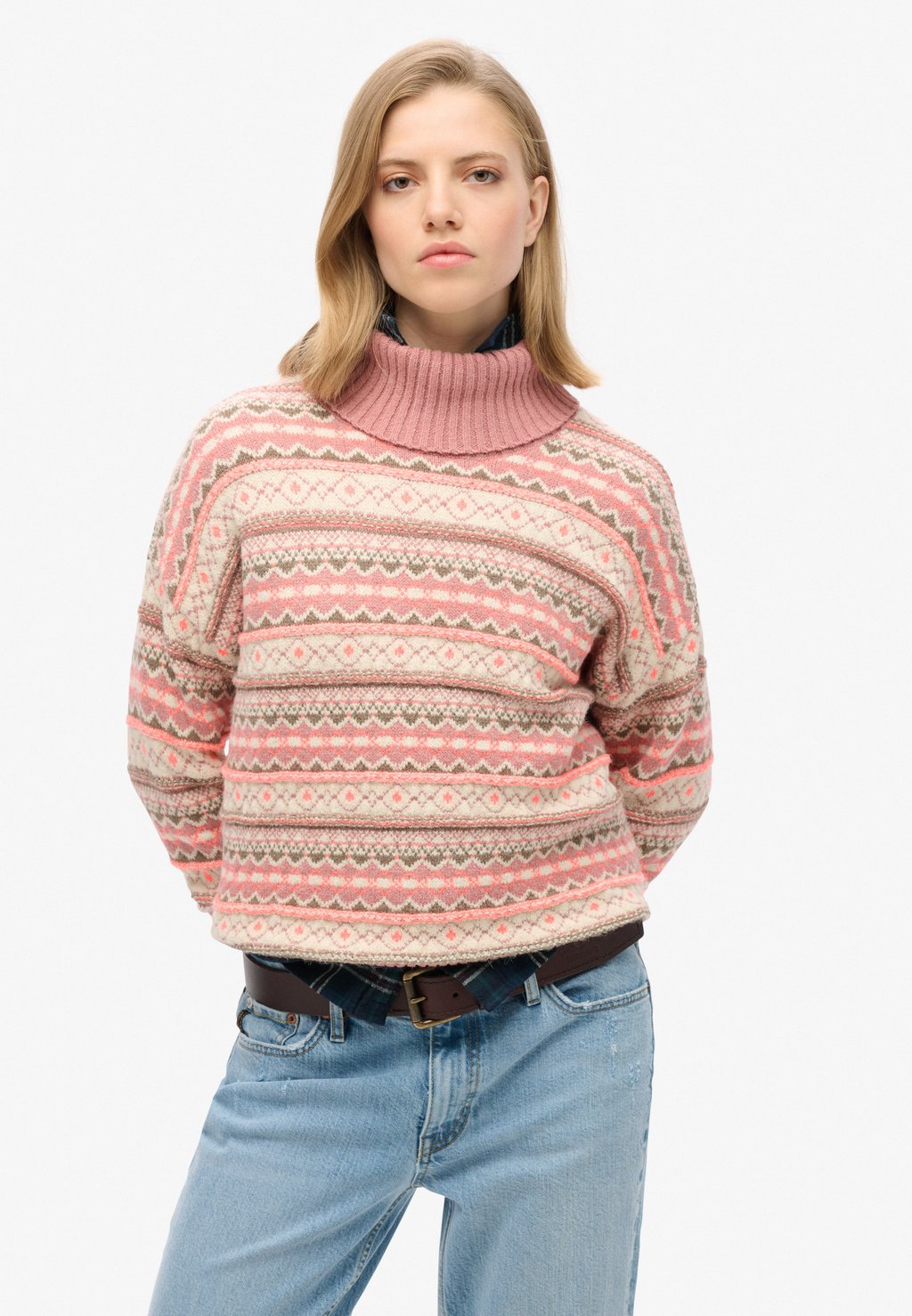 

Джемпер TEXTURED STRIPE PATTERN Superdry, бежевый
