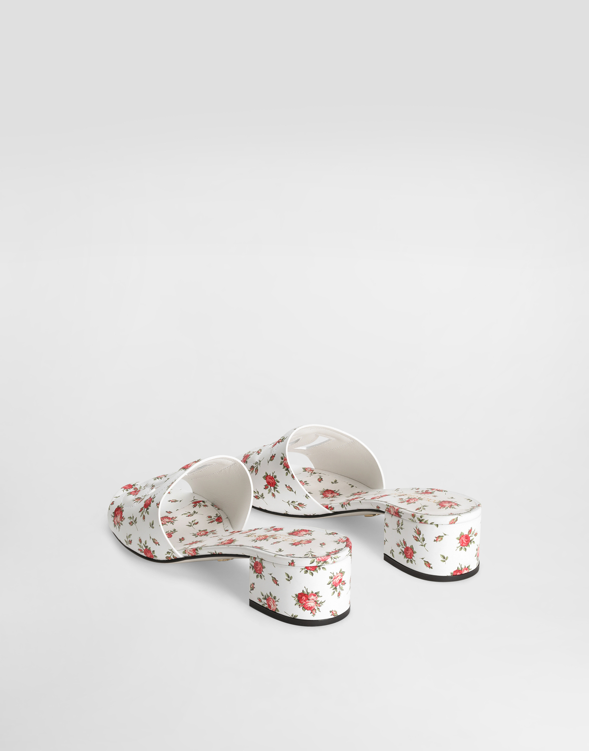 Мюли из телячьей кожи с принтом маленьких роз DOLCE & GABBANA, мультиколор — фото 3