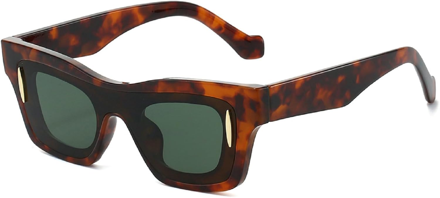 

Модные солнцезащитные очки «кошачий глаз» для женщин, 2025 год, роскошные винтажные солнцезащитные очки с заклепками для женщин, модные очки для вождения mincl, Leopard Green