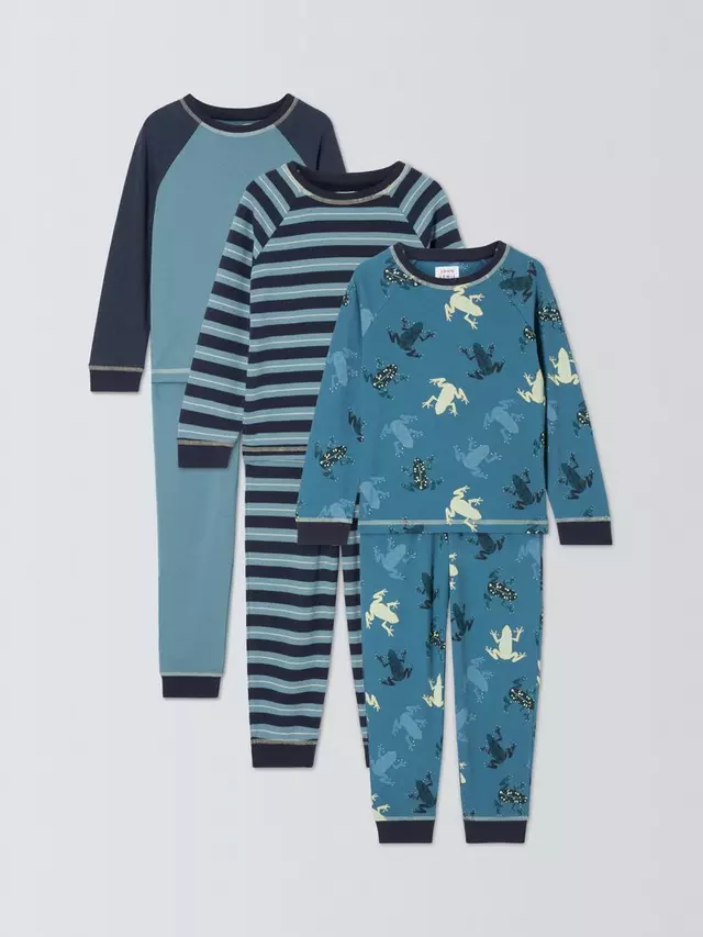 

Пижама John Lewis Kids' Frog & Stripe Cotton 3 шт, синий