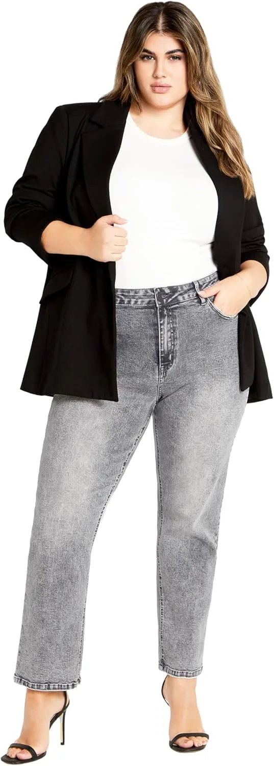 

City Chic Plus Size Harley Keyla Straight Leg Soft Grey Jean