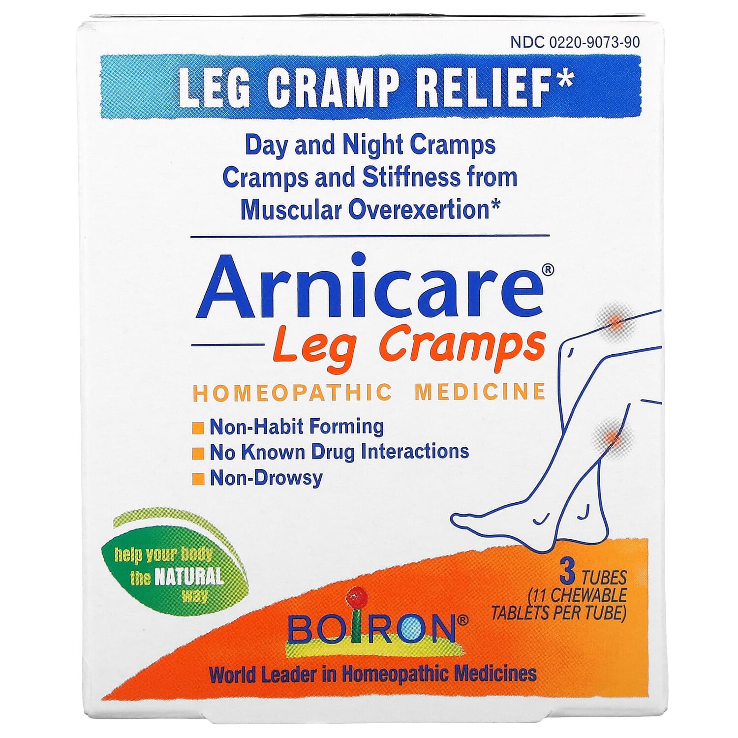 

Boiron Arnicare Leg Cramps 3 Tubes 11 Chewable Tablets Each