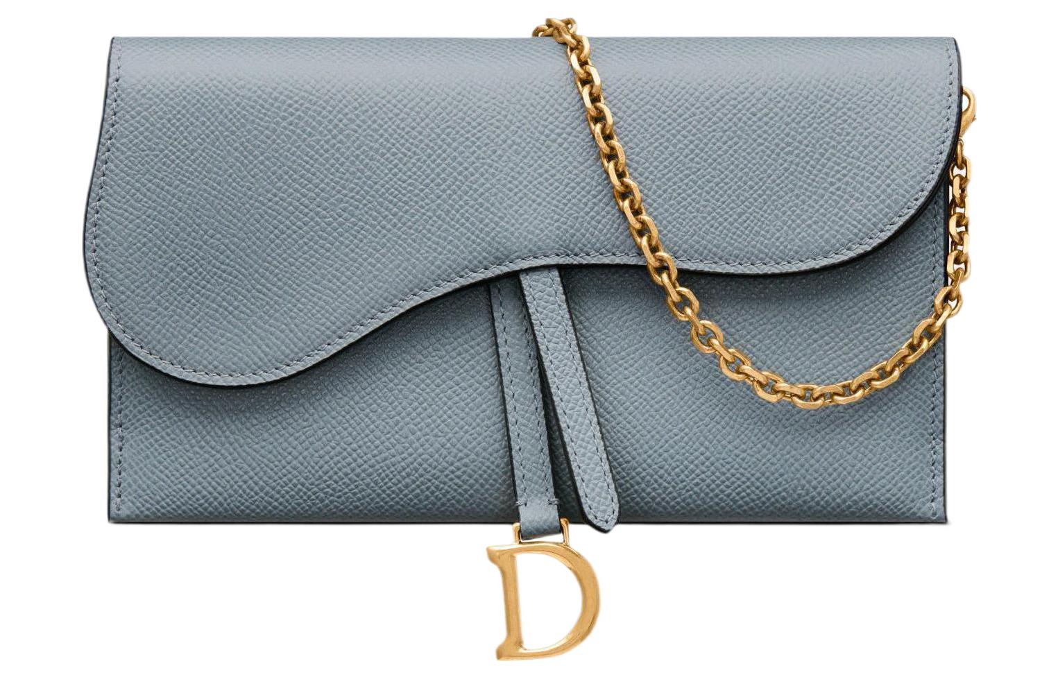 

Сумка-комбинация из телячьей кожи с седловой фактурой, картхолдер, бумажник, сумка через плечо и на руку для женщин DIOR Cloud Haze Blue