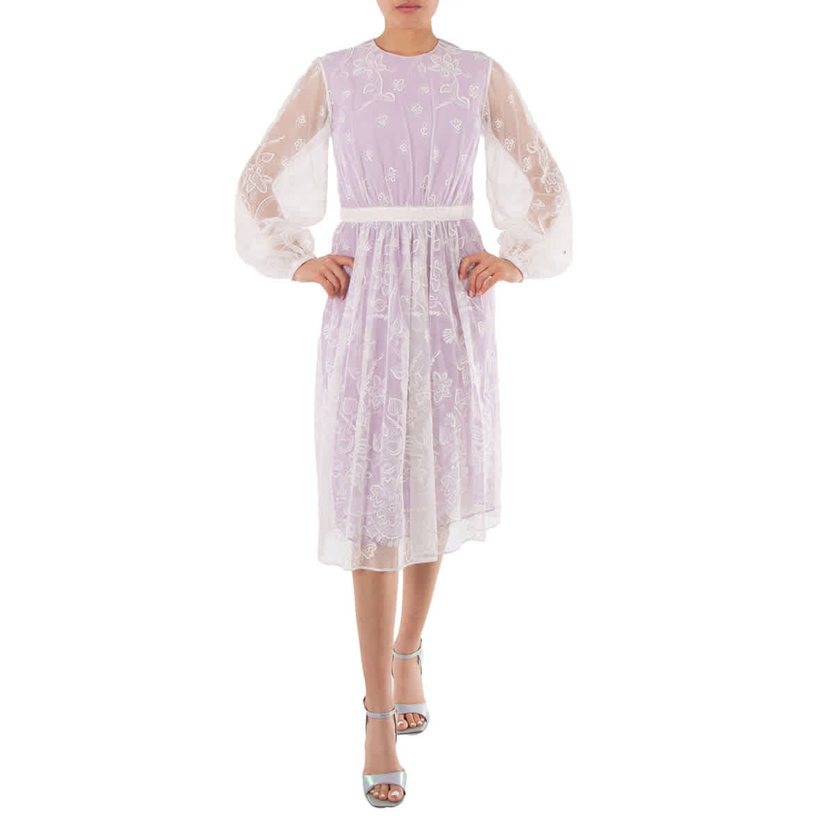 

Платье Burberry Ladies с кружевной отделкой, белый