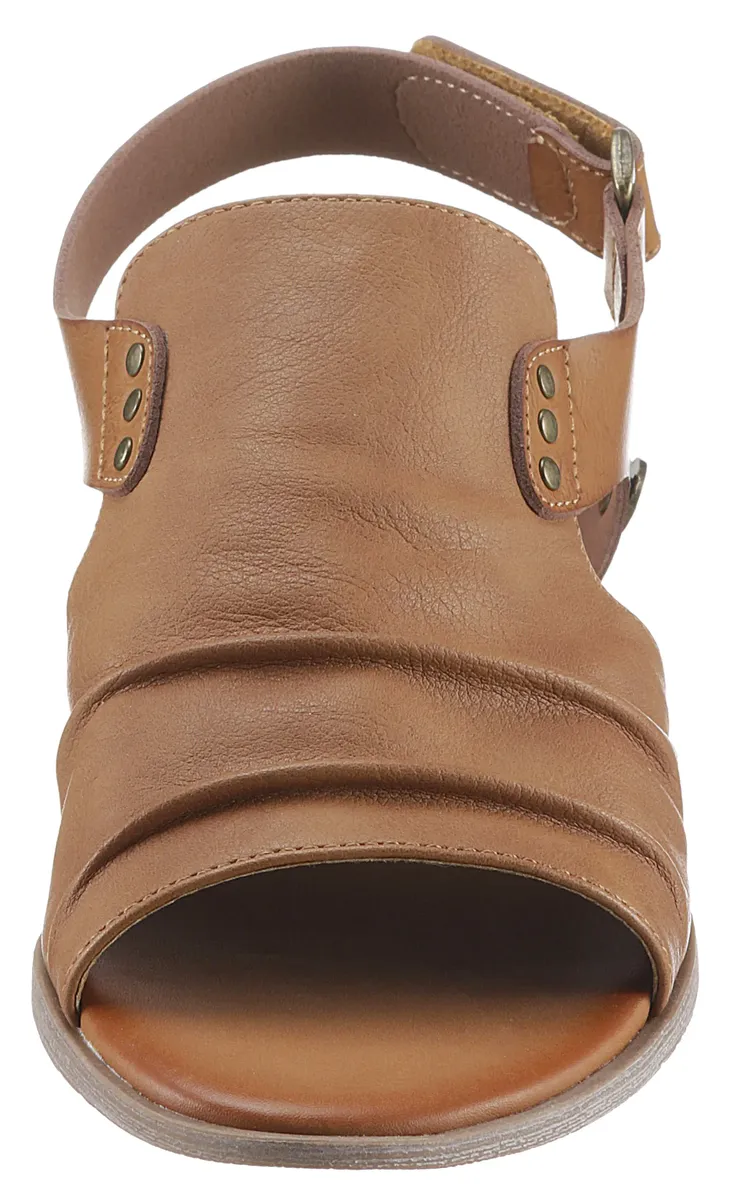 Босоножки Mustang Shoes с ремешками, летние туфли, босоножки, каблук-блок, с застежкой-липучкой, цвет Cognac — фото 4