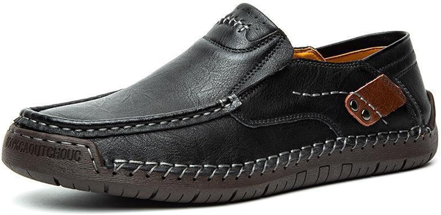 

Мужские ретро лоферы с ручной прошивкой, мягкой подошвой, модные, комфортные, дышащие, противоскользящие Vannida, черный
