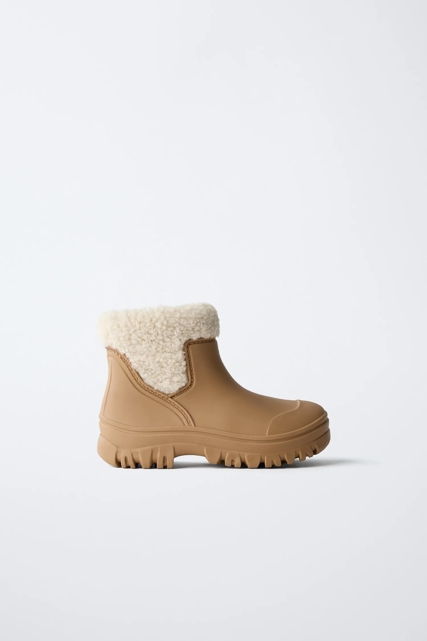 Резиновые сапоги из искусственной овчины Zara, карамельно-коричневый