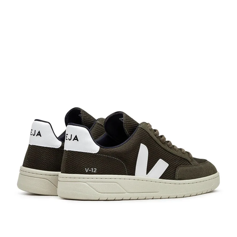 Кроссовки Veja V-12 Vegan B-Mesh оливково-белые, оливково-белый — фото 3