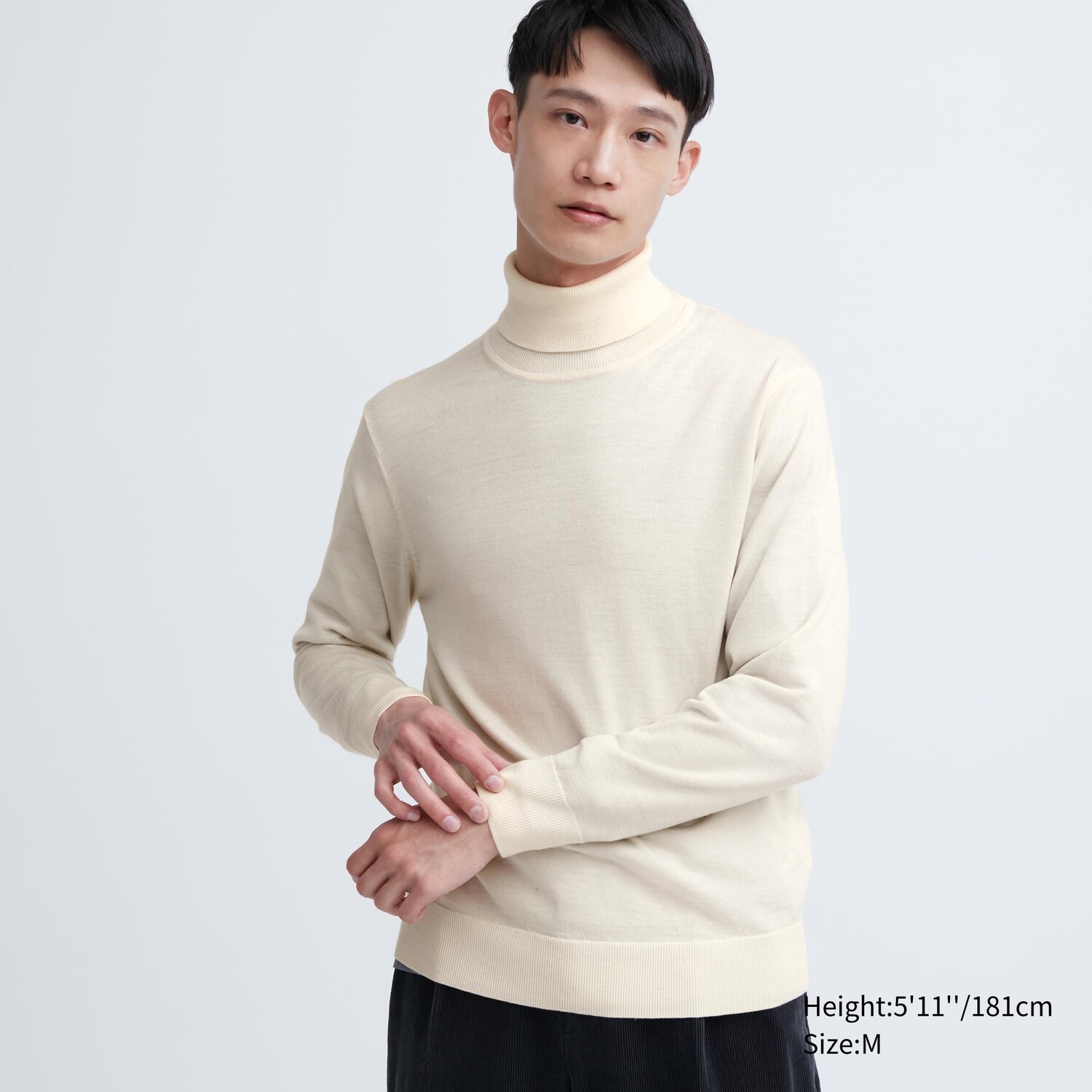 

Водолазка Uniqlo мужская из шерсти мериноса, молочный