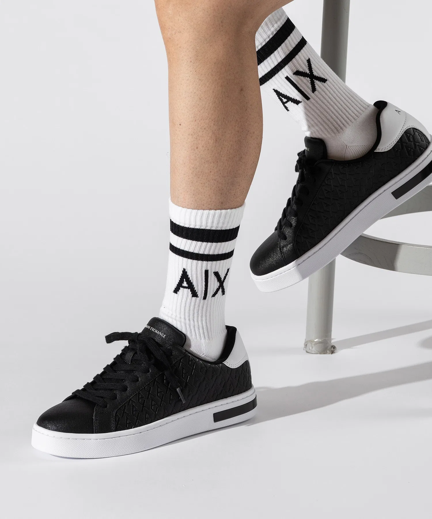 Мужские кроссовки с логотипом ARMANI EXCHANGE бело-чёрные