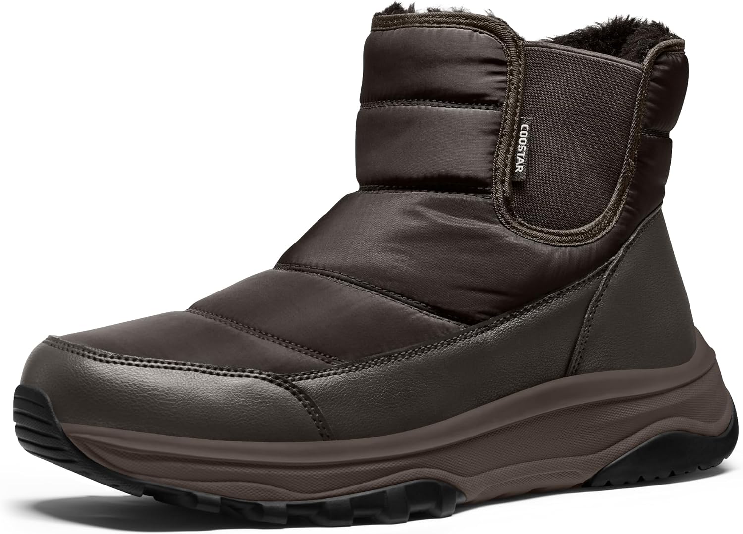 

Мужские зимние ботинки, водонепроницаемые с поддержкой свода стопы, легкие для улицы и повседневной носки Coostar, темно-коричневый