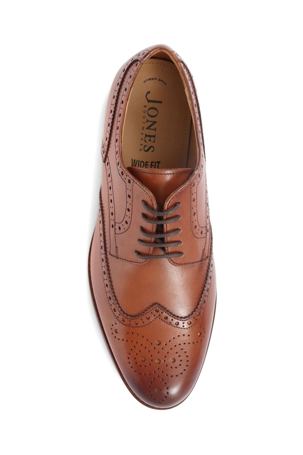 Мужские коричневые кожаные туфли со шнуровкой на широкую ногу Jones Bootmaker, коричневый — фото 4
