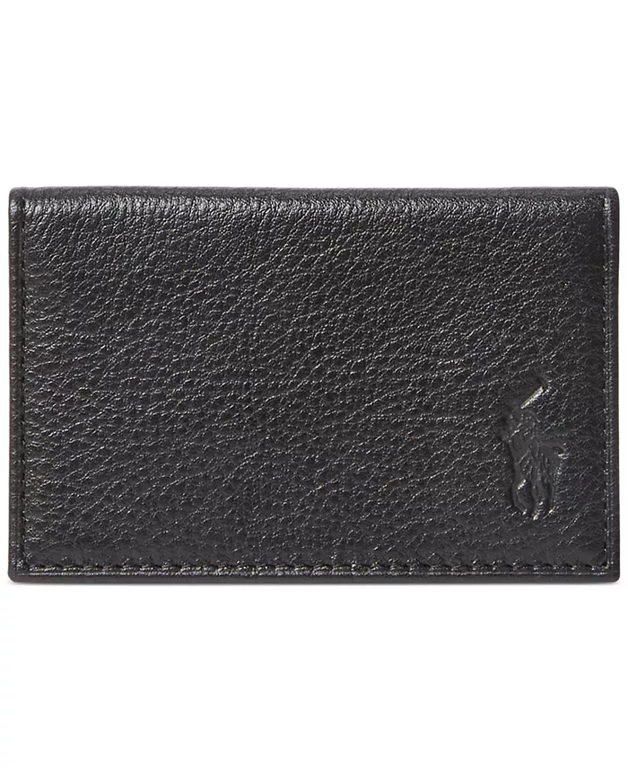 

Мужской картхолдер из шагренированной кожи Polo Ralph Lauren, черный