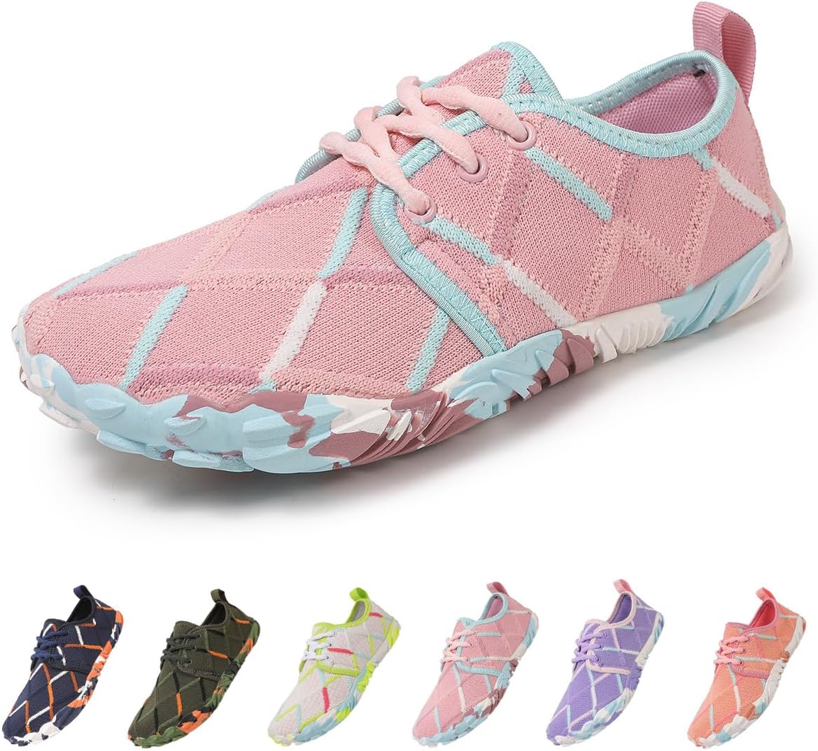 

Кроссовки для воды, минималистичные прогулочные туфли, быстро сохнущие дышащие сетчатые, подошва из нескользящей резины, широкий носок, для пляжа, бега и походов на открытом воздухе Suxiaur, розовый
