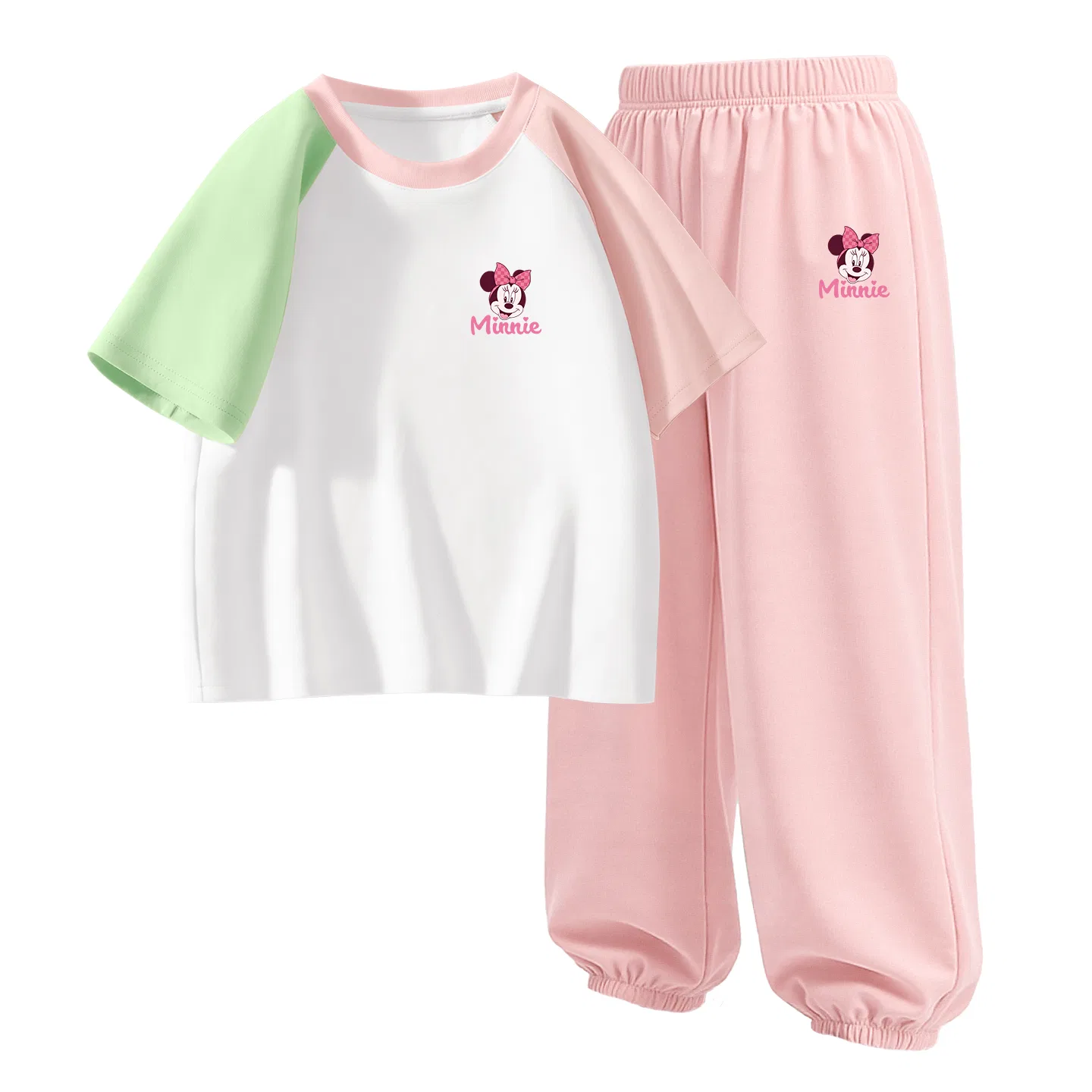 Детская повседневная спортивная футболка с круглым вырезом Disney, Di Hair Clip K Green Pink+Di Headband K Soft Pink