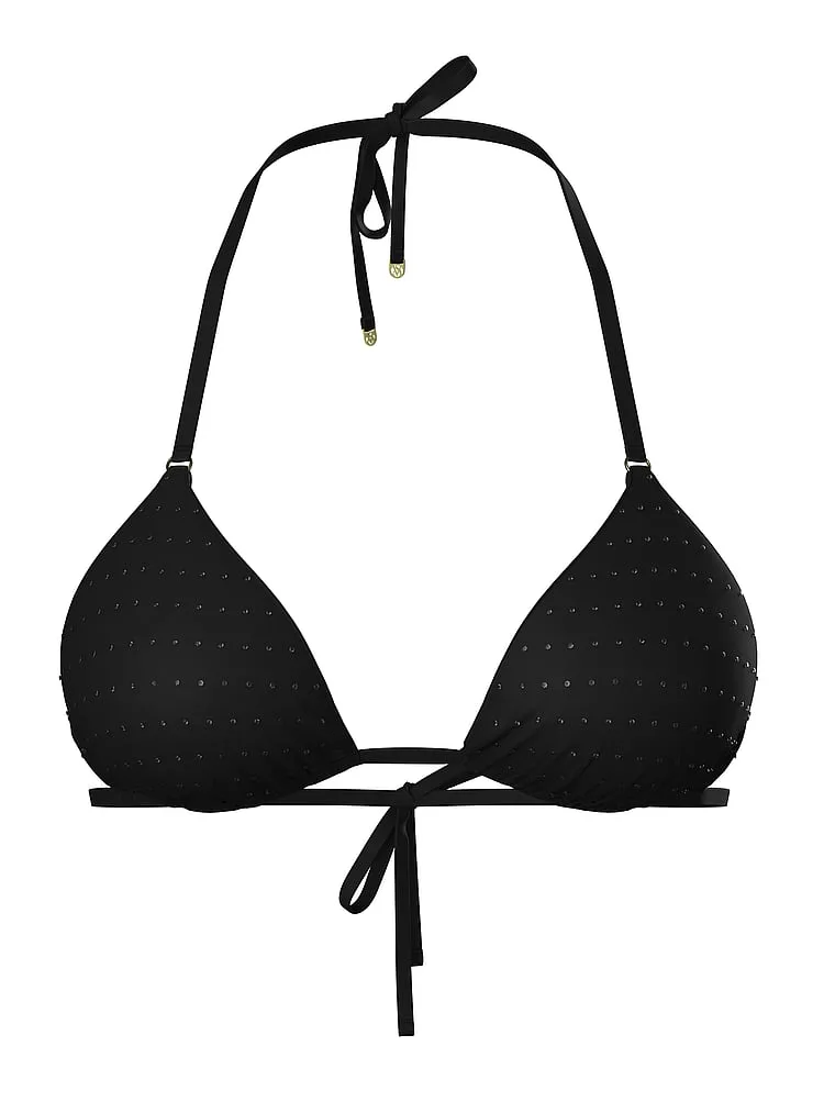 Бикини Victoria'S Secret Swim, украшенная черная блестящая верхняя часть — фото 3
