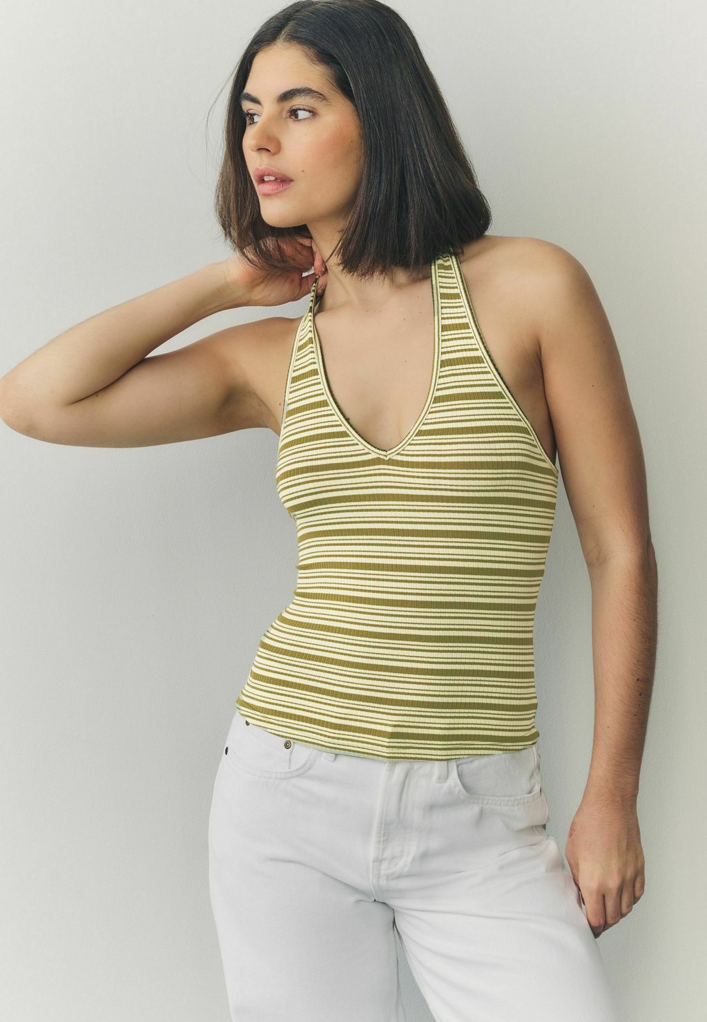 

Топ STRIPED HALTER NECK Next, зеленый