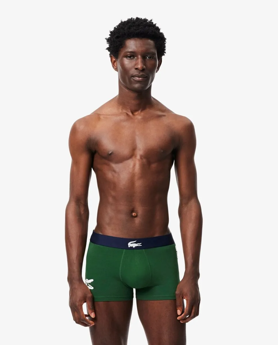 

Набор из 3 эластичных хлопковых трусов с логотипом на поясе Lacoste, зеленый