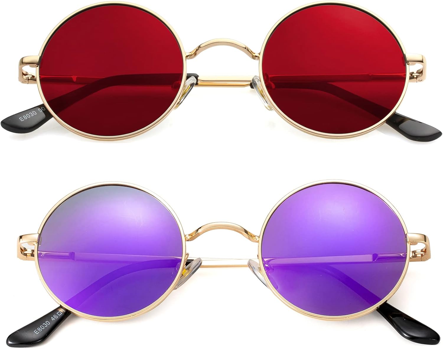 

Солнцезащитные очки Kursan John Lennon, маленькие круглые поляризованные, для женщин и мужчин, в стиле хиппи, ретро, ​​красные, 45 мм, Two-pack (Gold/Red + Gold/Purple Mirrored)