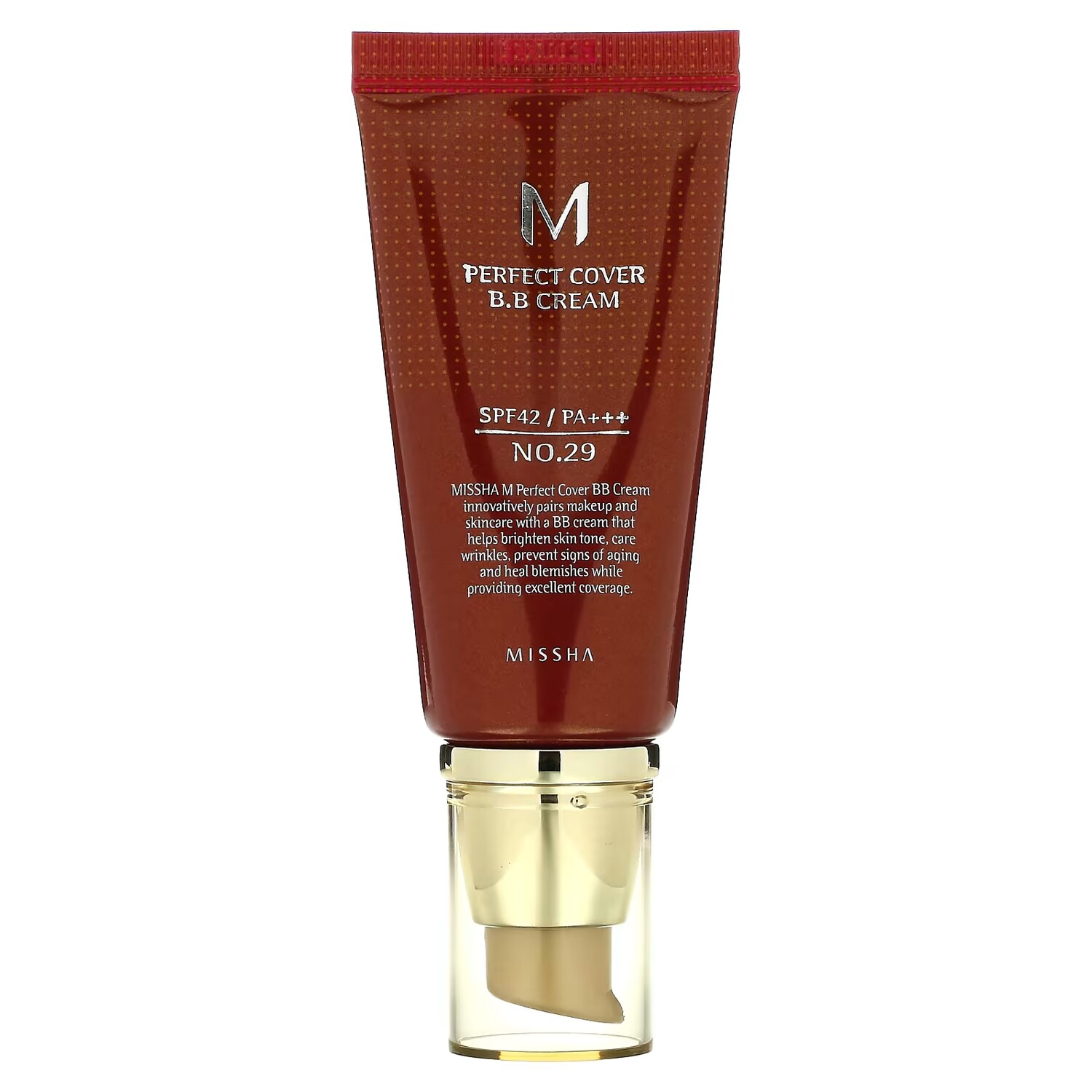 

M Perfect Cover BB Cream SPF 42 PA+++ № 29 «Карамельно-бежевый», 1,7 жидк. унции (50 мл) Missha