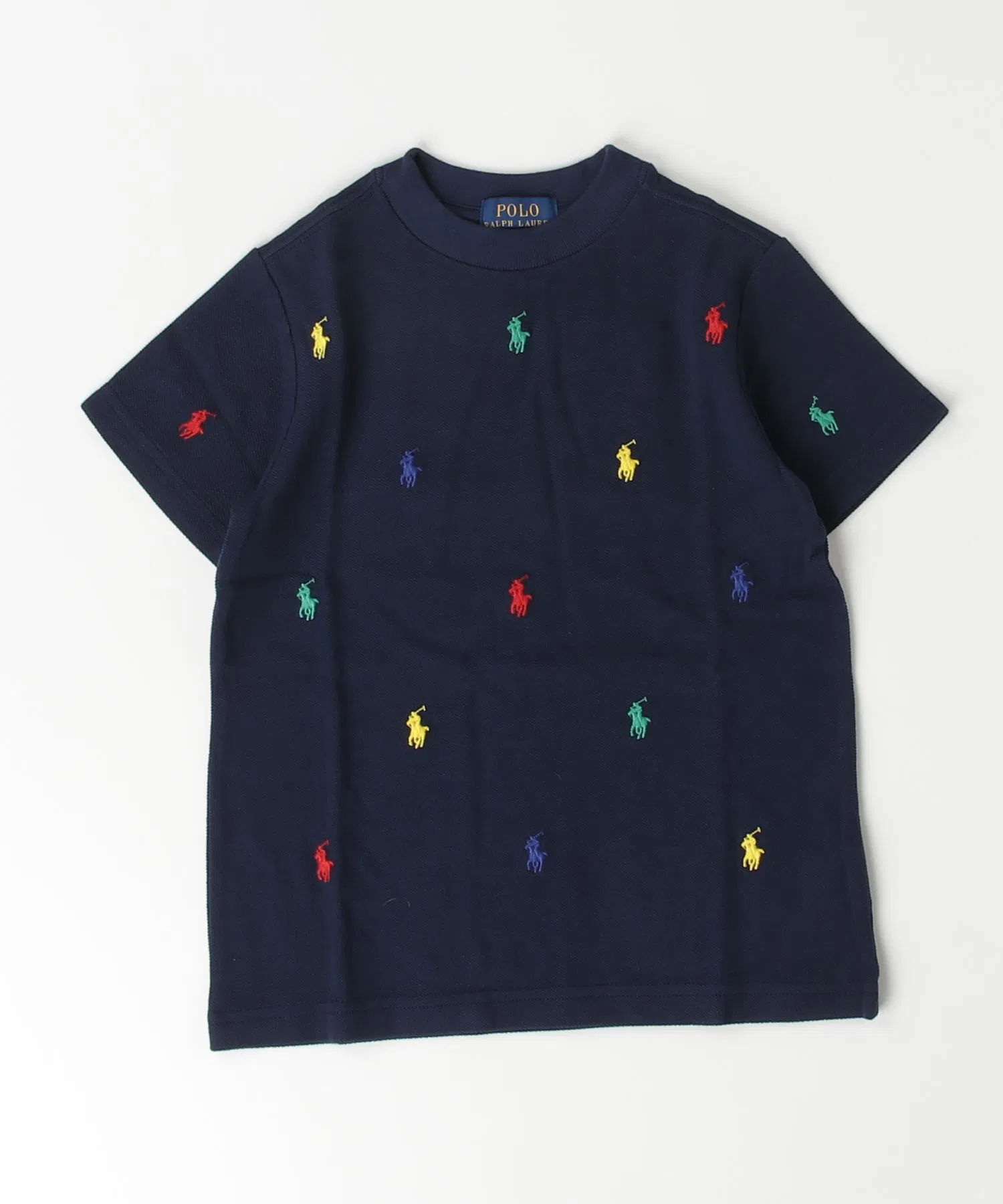 Детская хлопковая футболка-поло с вышивкой POLO RALPH LAUREN CHILDRENSWEAR тёмно-синяя — фото 3