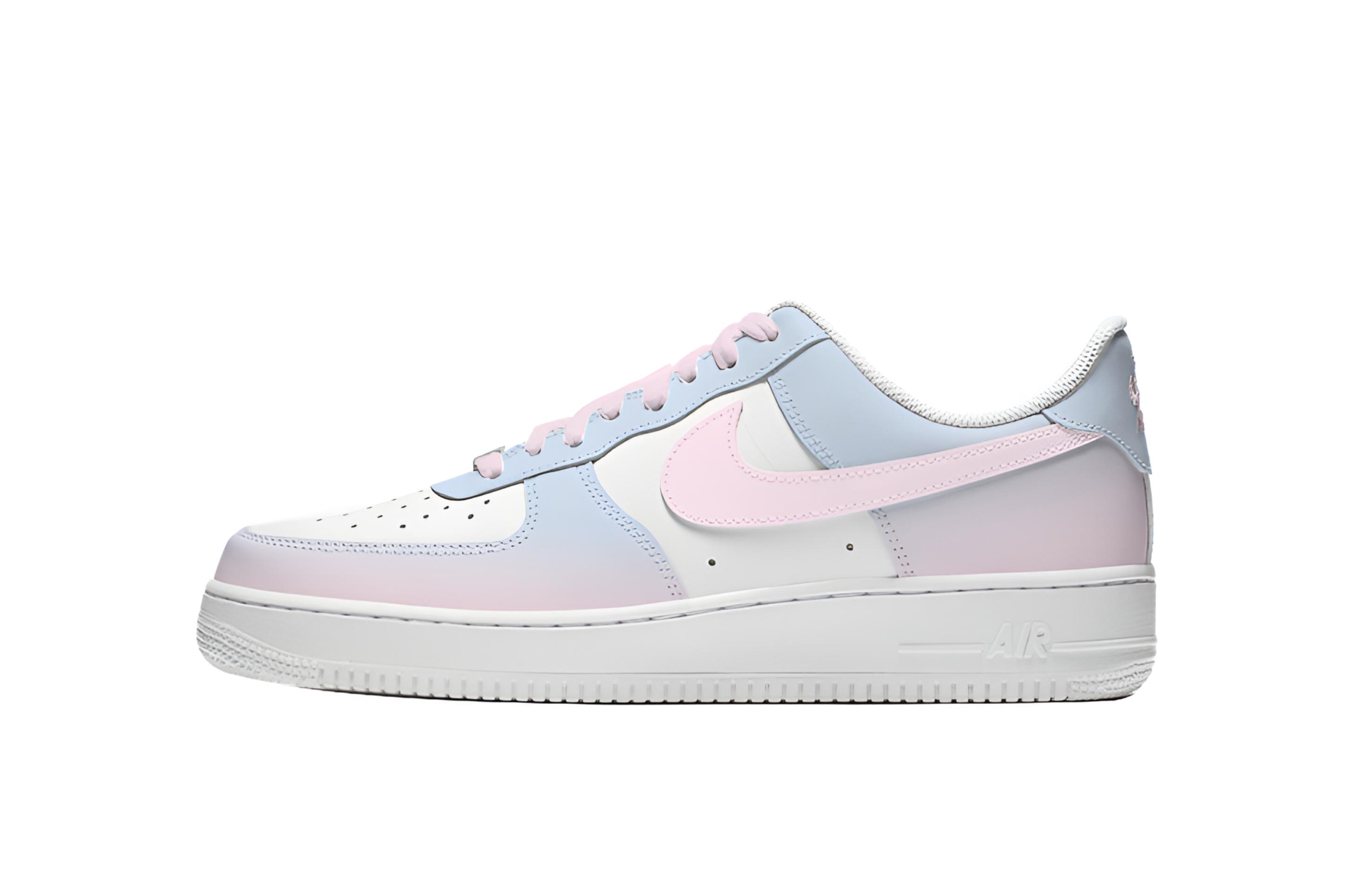 

Кроссовки для скейтбординга Air Force 1 Dream Macarons Abrasion Resistant Breathable низкие унисекс Blue Pink Nike, синий белый Gradient