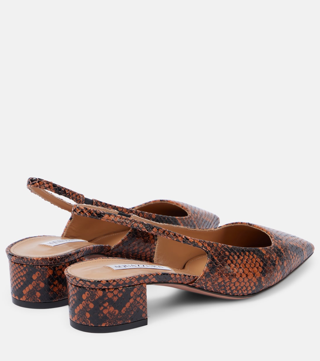 Туфли-лодочки Ginza 35 из кожи с эффектом змеи Aquazzura, Bourbon — фото 3
