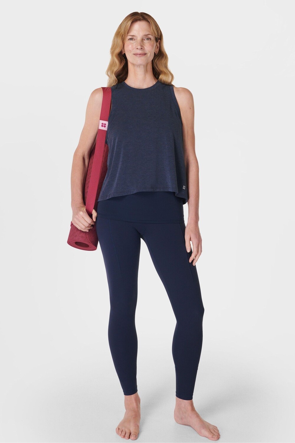 

Мягкий струящийся двойной бюстгальтер топ Sweaty Betty, синий