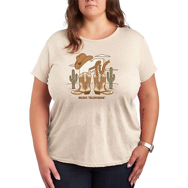

Футболка с принтом MTV Cowboy Logo Plus size Licensed Character, Beige
