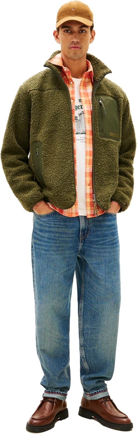 Мужская флисовая кофта Tommy Hilfiger Teddy на молнии с карманами, Huntsman Green — фото 3