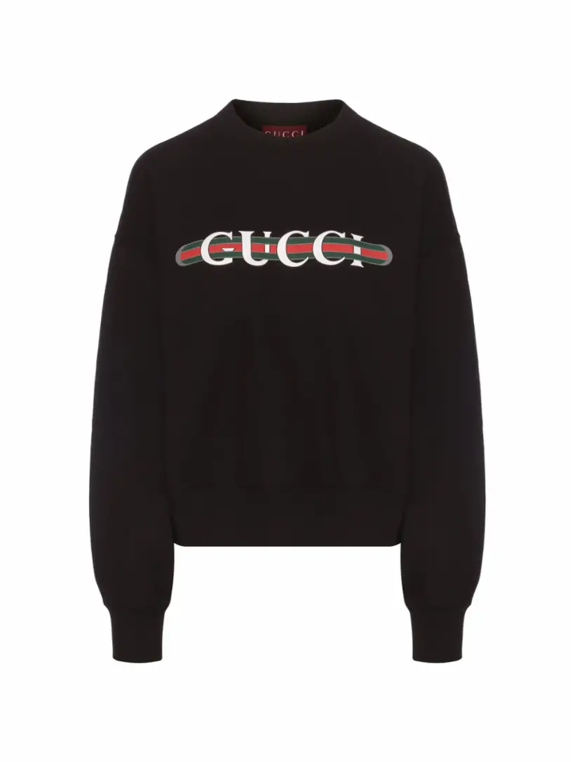 

Хлопковый свитшот с логотипом Gucci, черный