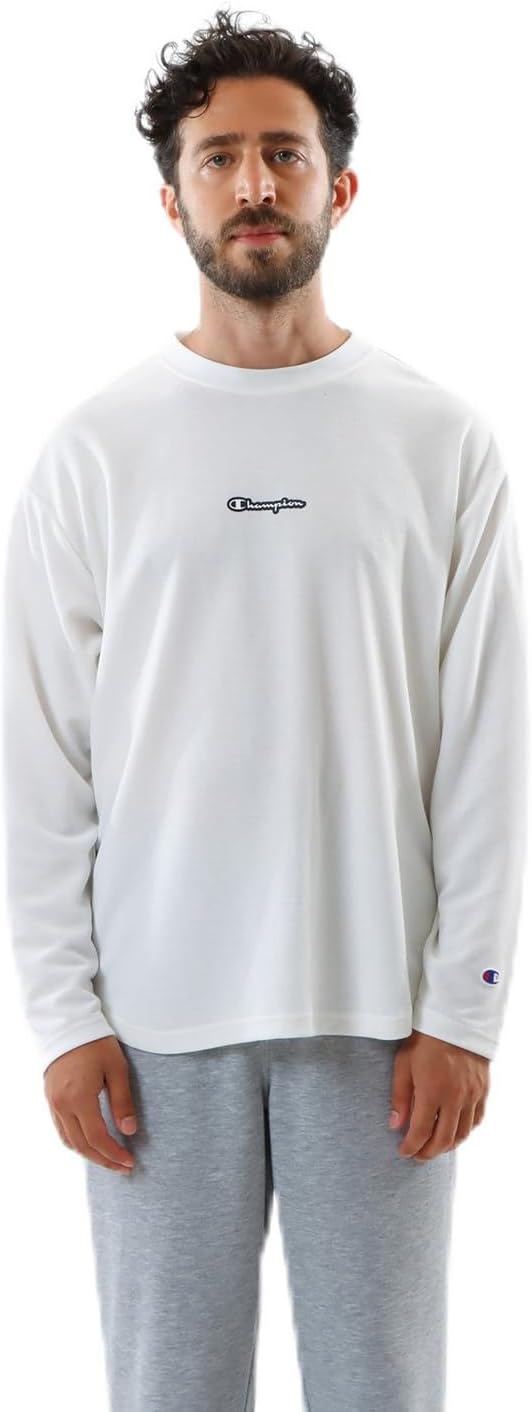 

Мужская футболка с длинным рукавом Champion, круглый вырез, быстросохнущая, с защитой от УФ-излучения, водоотталкивающая, с логотипом, спортивная, C3-ZS402, белый