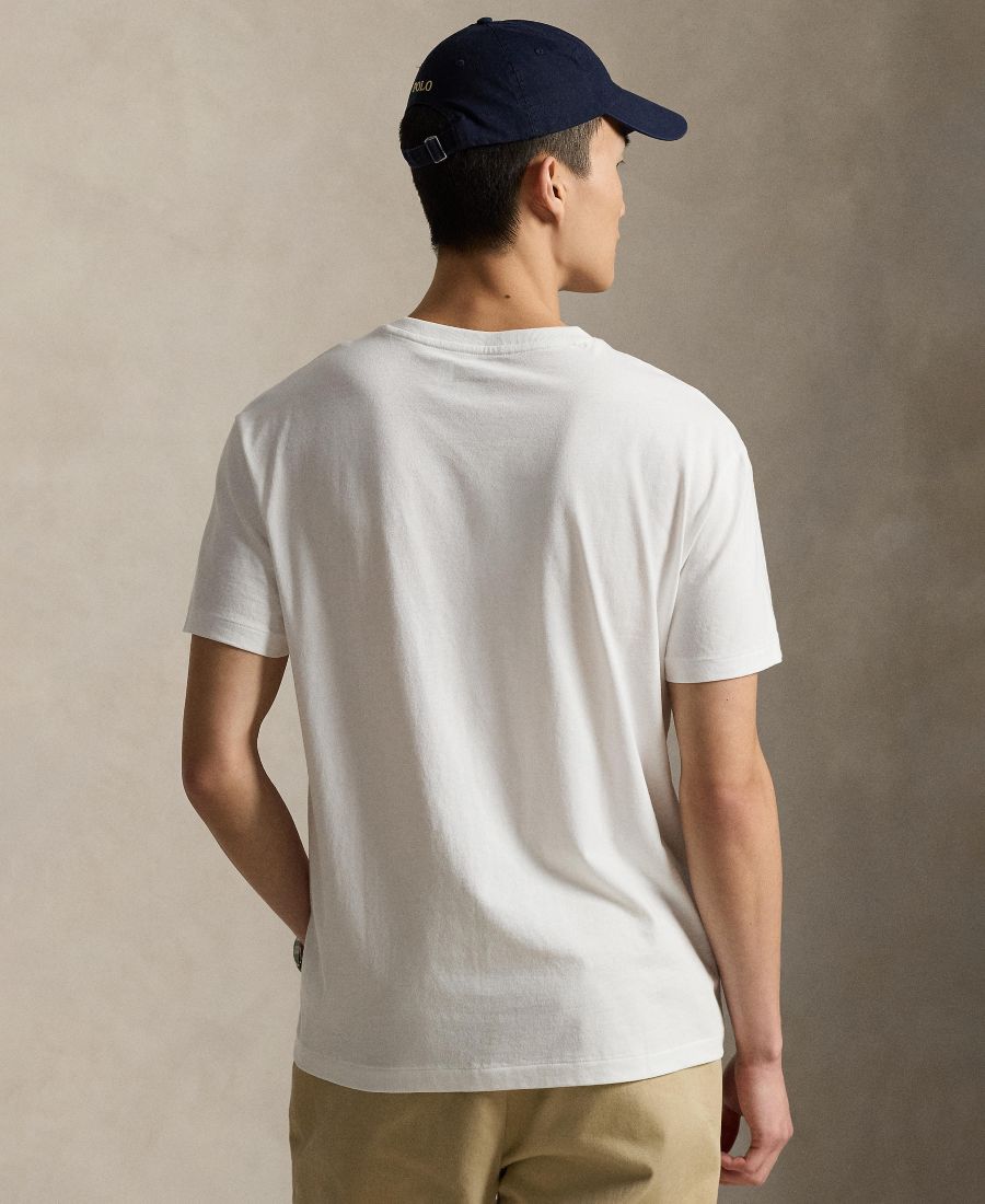 Мужская классическая футболка с V-образным вырезом Polo Ralph Lauren, White — фото 4