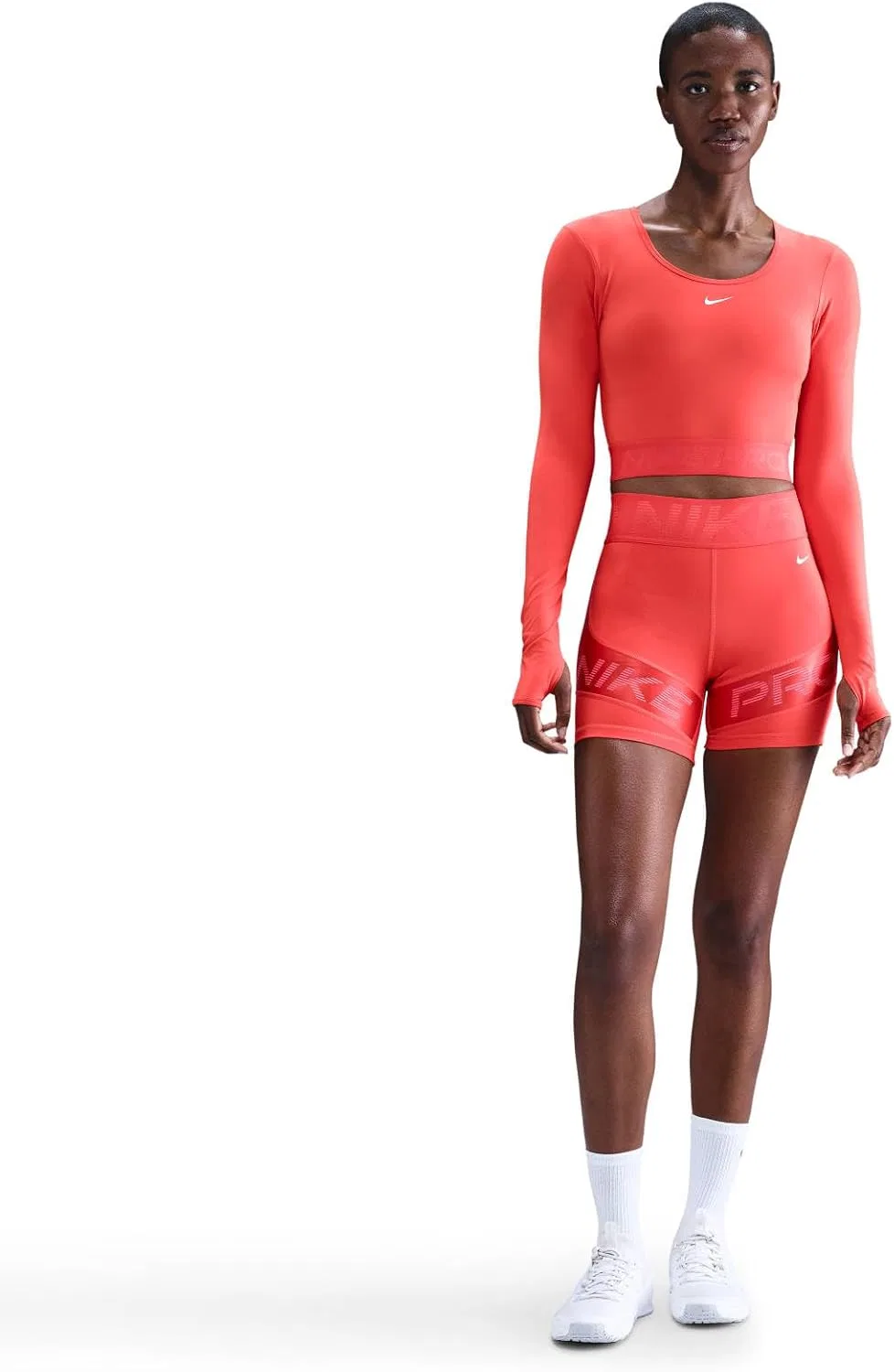 Женская футболка с длинным рукавом Nike Dri-FIT, Light Crimson/Ember Glow/White — фото 3